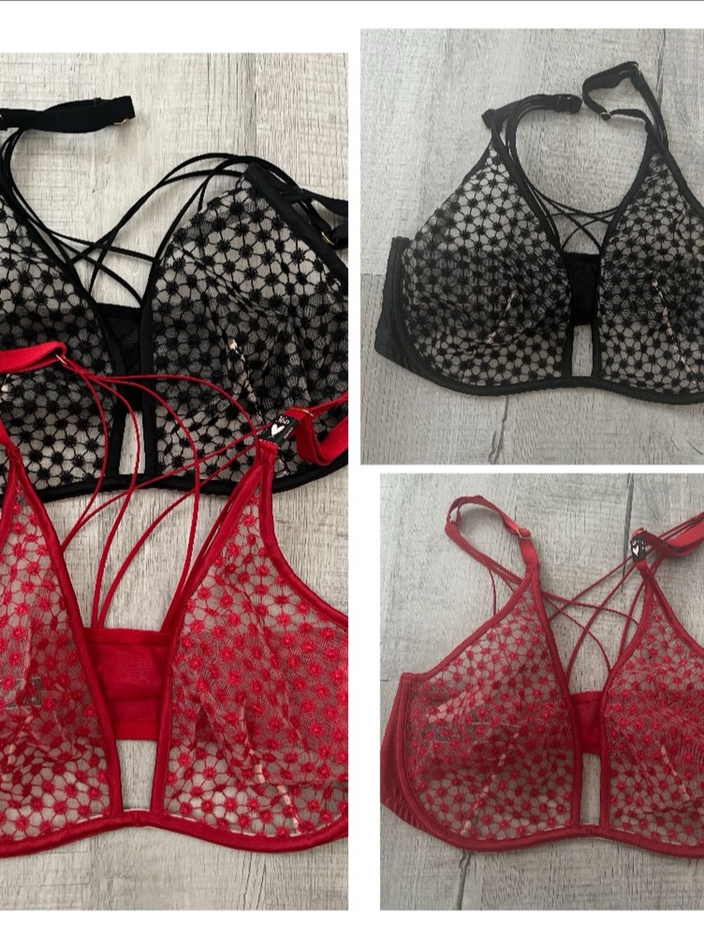 Victoria’s Secret Very Sexy / Unlined Plunge Bra Bundle – 36D – Red NWT + Black